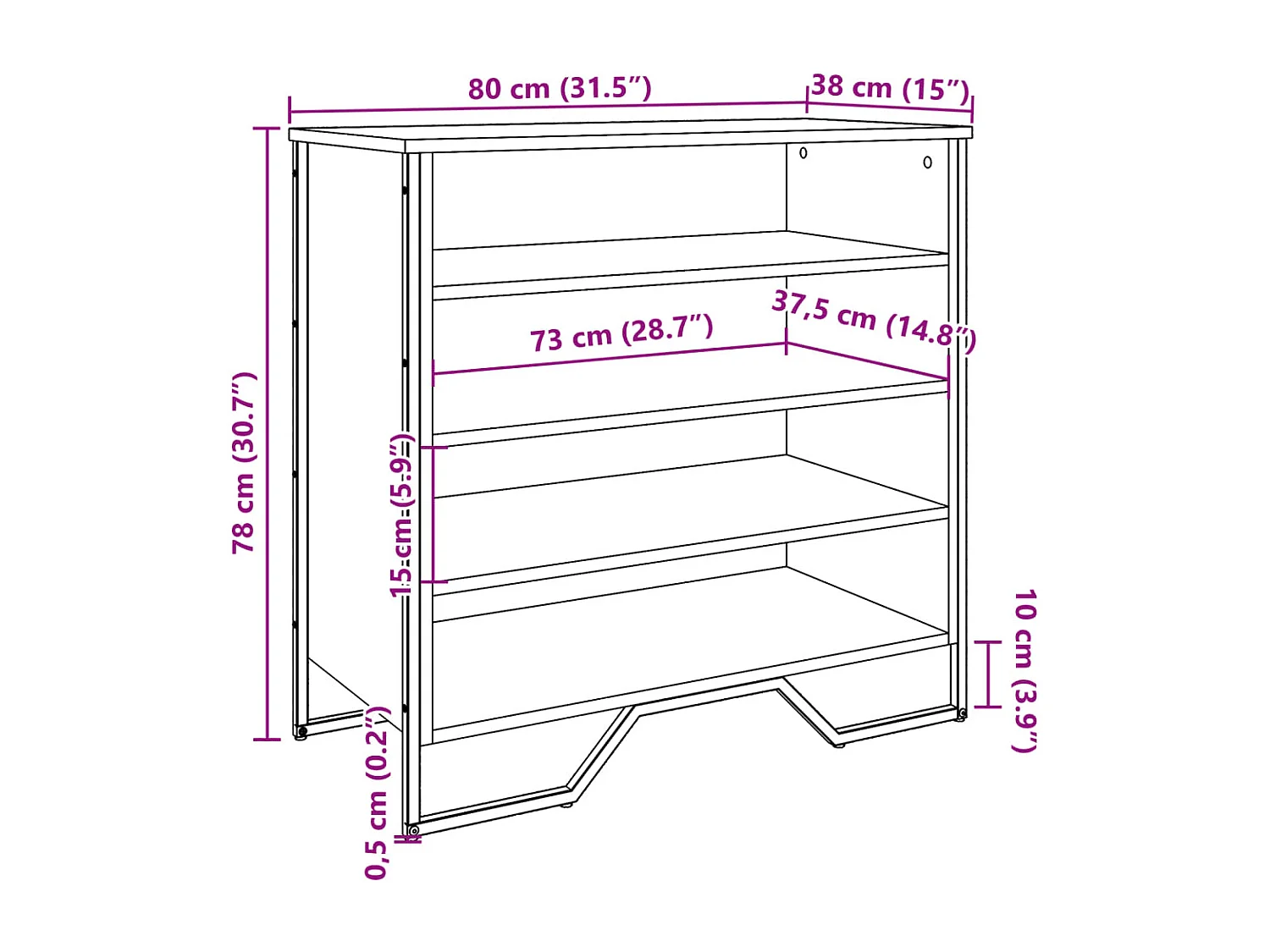 Zapatero de roble Sonoma 80x38x78 cm madera de ingeniería