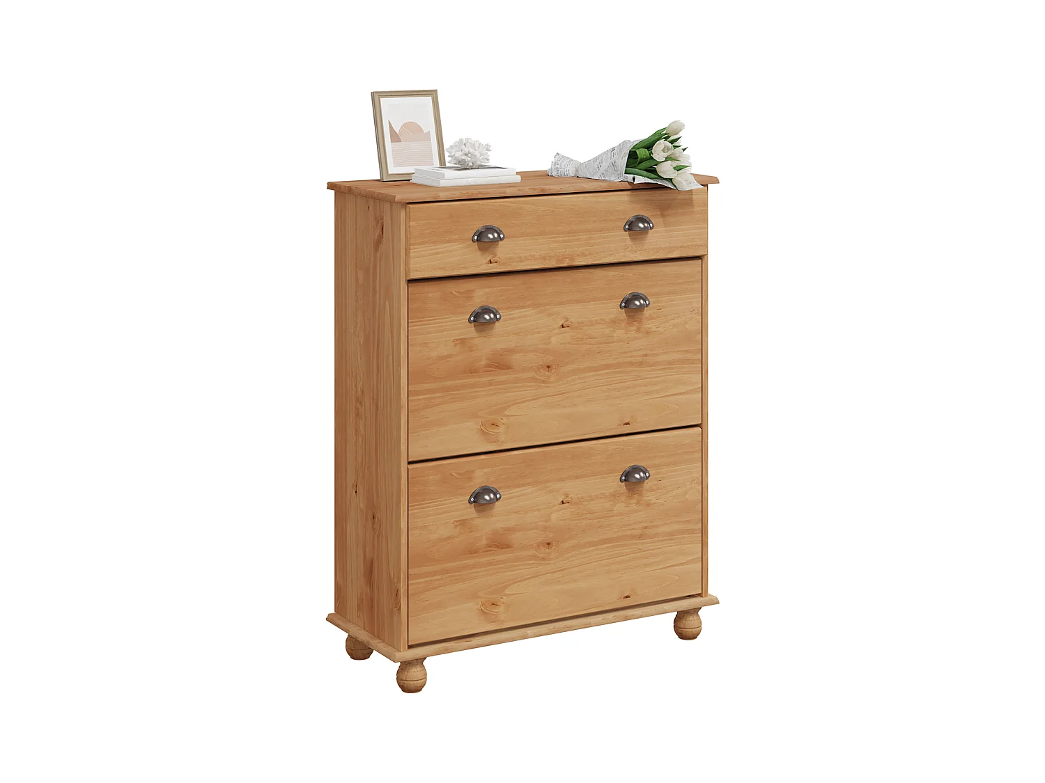 Meuble à chaussures  85x35x108 cm en bois massif de pin