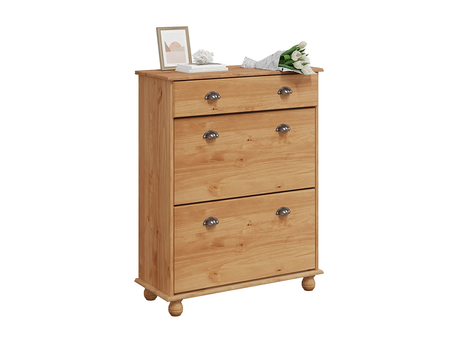 Meuble à chaussures  85x35x108 cm en bois massif de pin