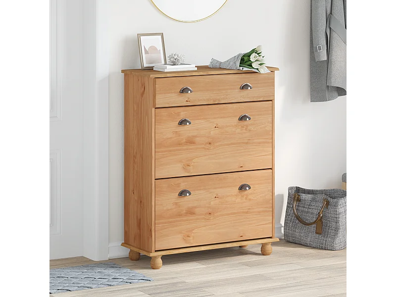 Meuble à chaussures  85x35x108 cm en bois massif de pin