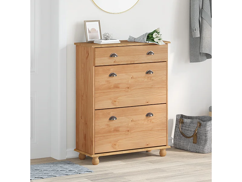 Meuble à chaussures  85x35x108 cm en bois massif de pin