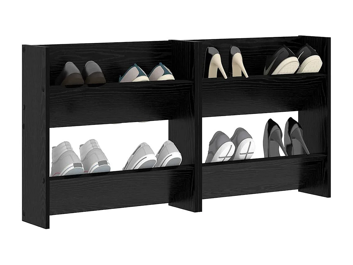Cabinets à chaussures muraux 2 pcs Chêne noir 60 x 18 x 60 cm
