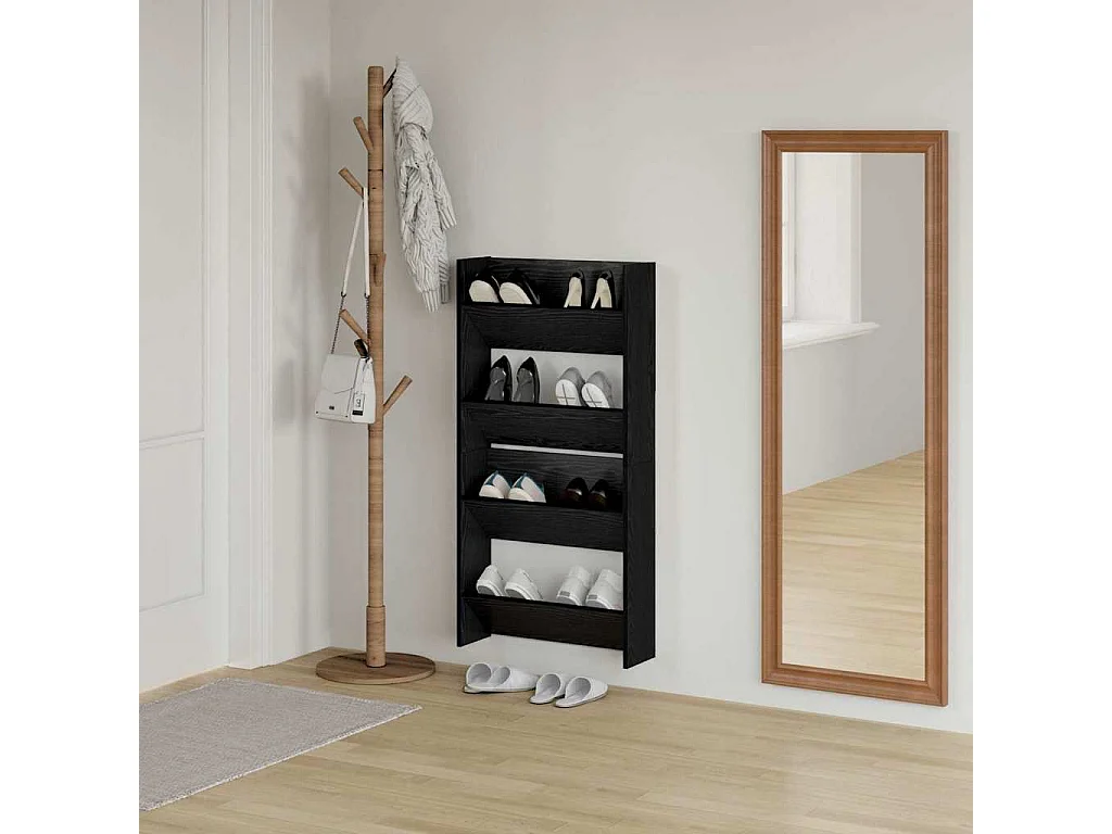 Cabinets à chaussures muraux 2 pcs Chêne noir 60 x 18 x 60 cm