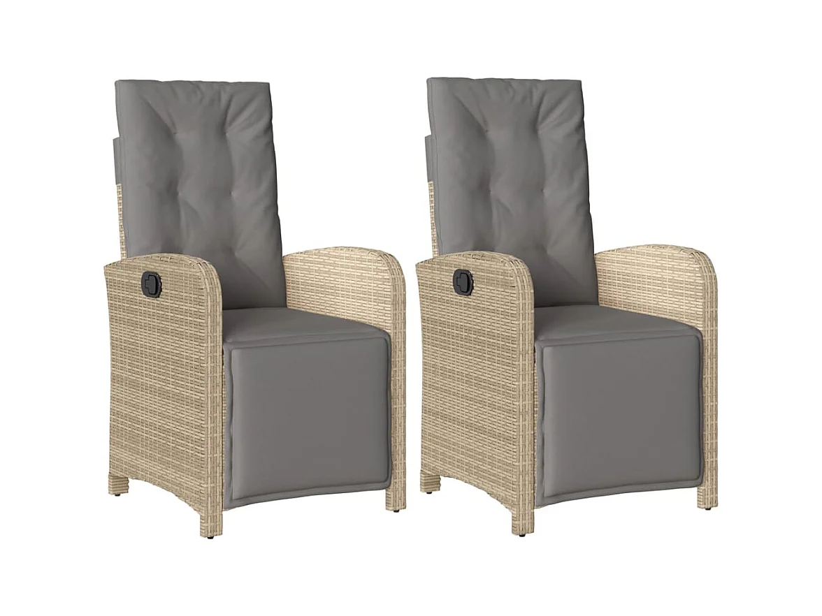 Chaises inclinables de jardin lot de 2 avec repose-pied rotin
