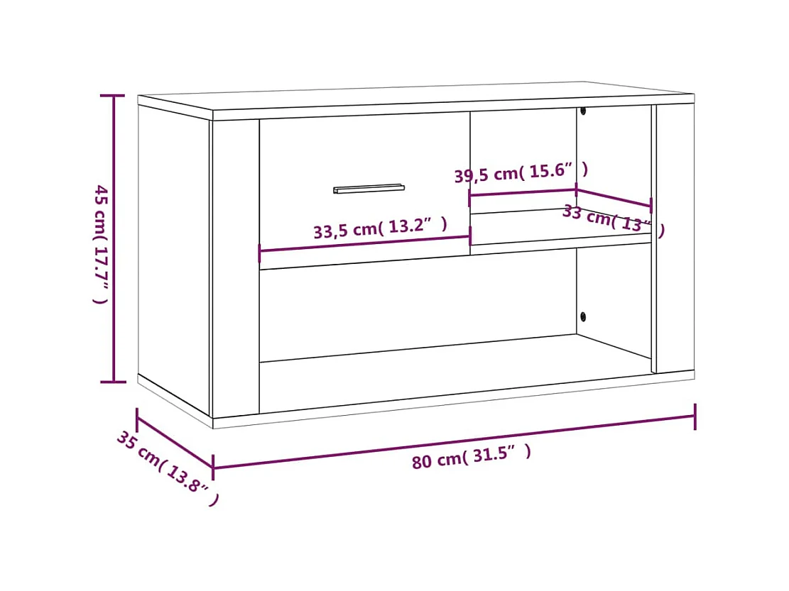 Armoire à chaussures Chêne marron 80x35x45 cm Bois d'ingénierie