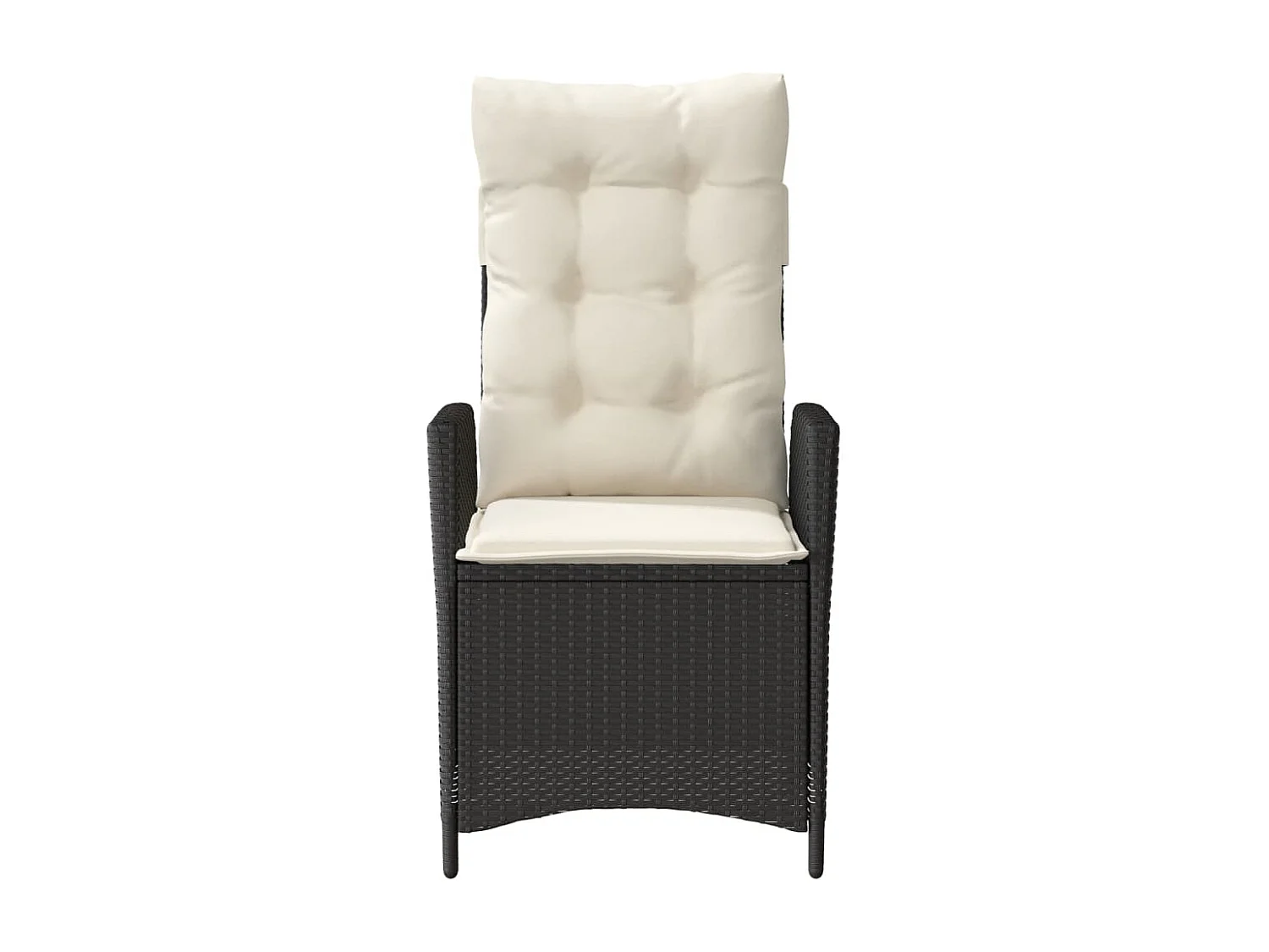 Chaises inclinables de jardin lot de 2 et coussins noir rotin