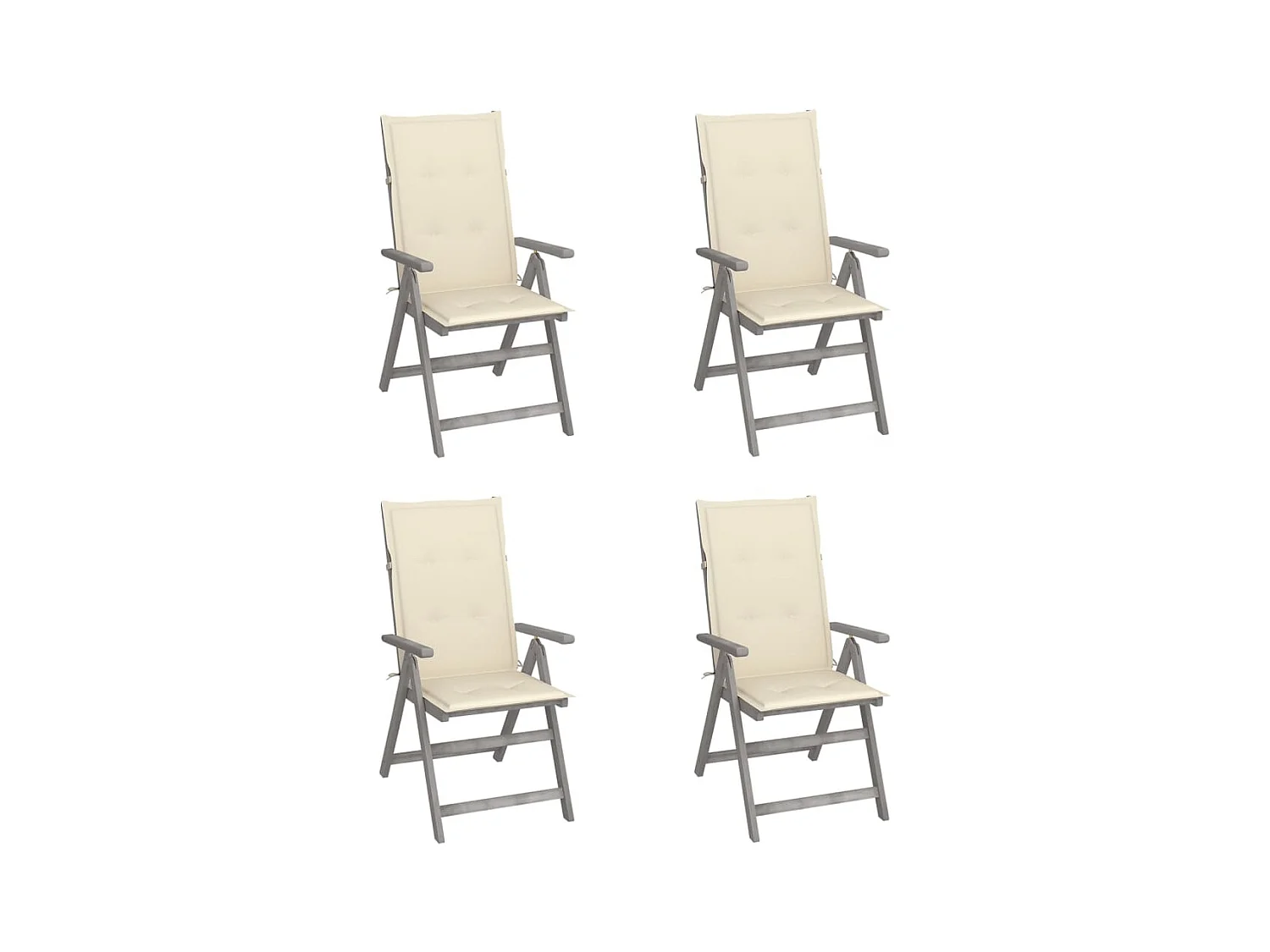 Set van 4 verstelbare tuinstoelen met kussens Acaciahout