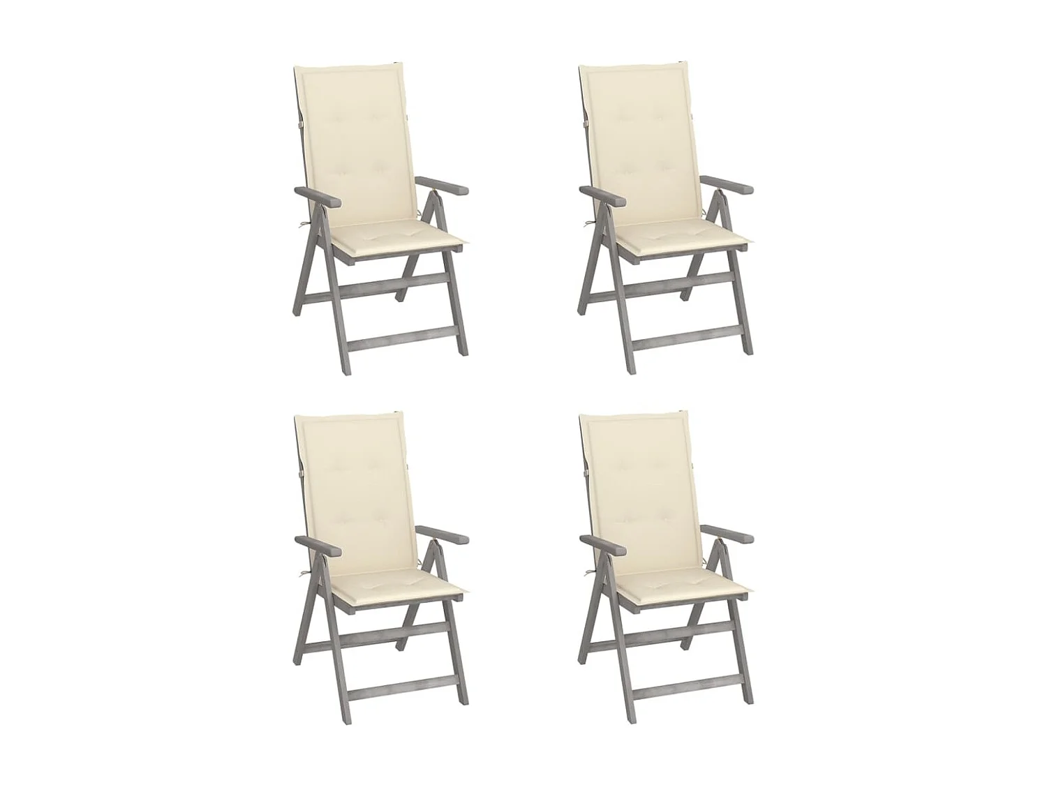 Chaises inclinables de jardin lot de 4 et coussins Bois acacia