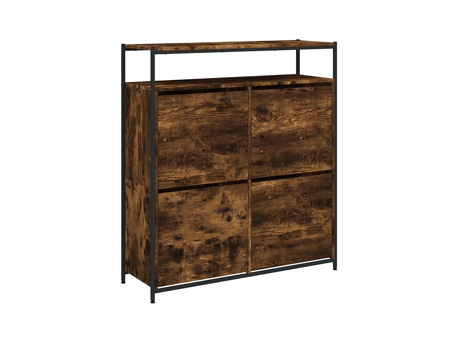 Scarpiera con 4 cassetti pieghevoli, rovere affumicato