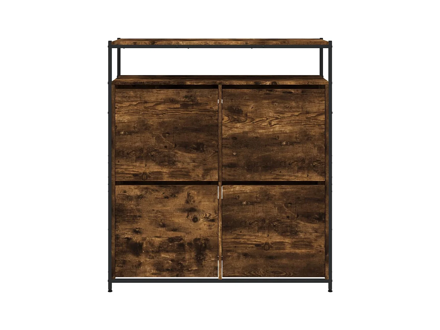 Scarpiera con 4 cassetti pieghevoli, rovere affumicato