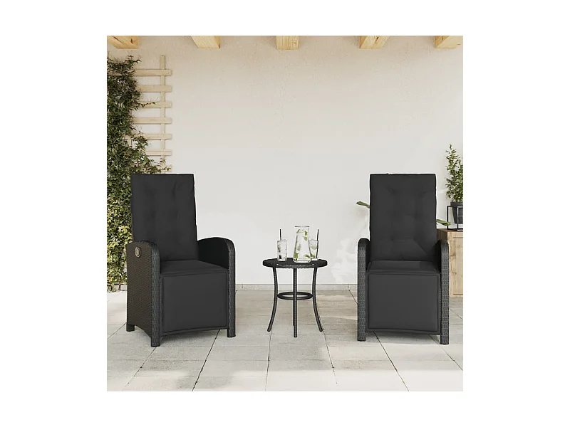 Tuinstoelen Set van 2 Zwarte Rotan Voetenbank