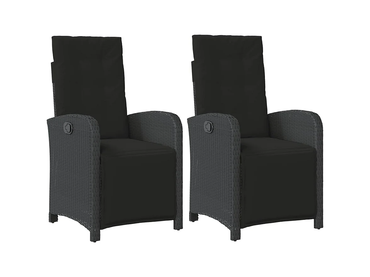 Tuinstoelen Set van 2 Zwarte Rotan Voetenbank