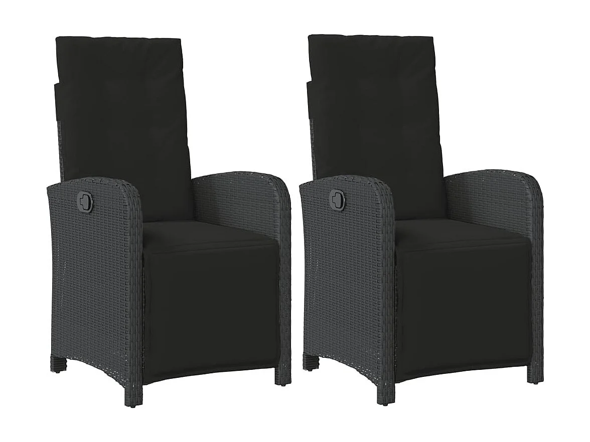 Chaises inclinables de jardin lot de 2 repose-pied noir rotin