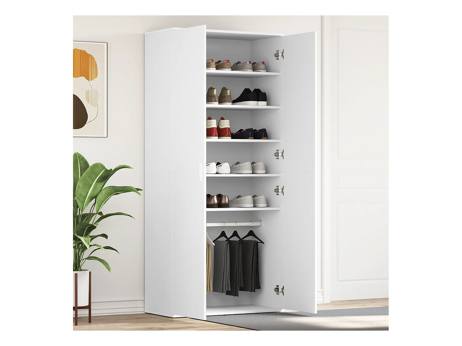 Meuble à chaussures blanc 80x39x180 cm en bois d'ingénierie