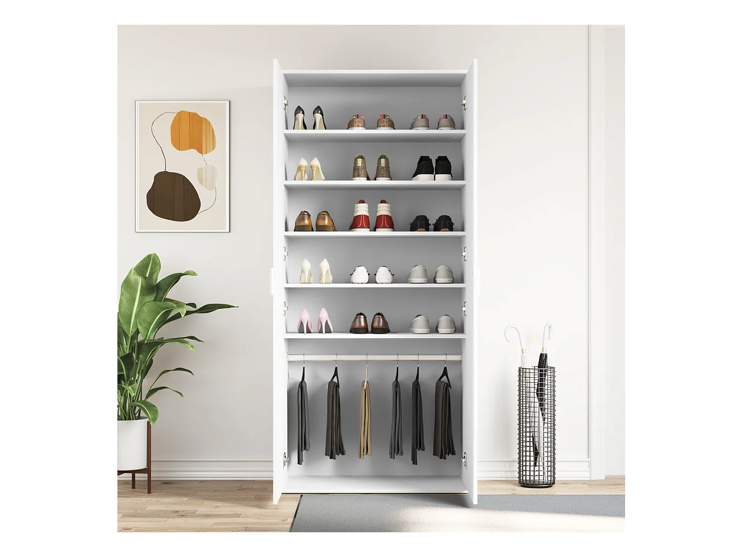 Meuble à chaussures blanc 80x39x180 cm en bois d'ingénierie