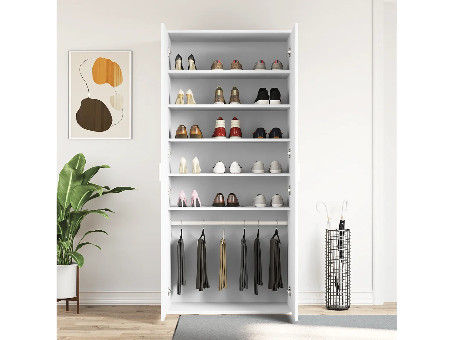 Scarpiera bianca 80x39x180 cm in legno ingegnerizzato