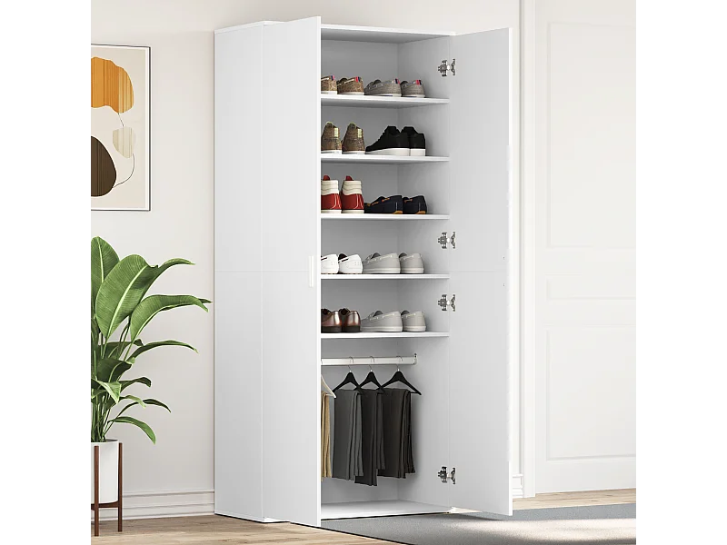 Meuble à chaussures blanc 80x39x180 cm en bois d'ingénierie