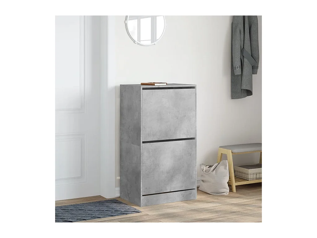 Zapatero plegable de dos cajones en color gris hormigón