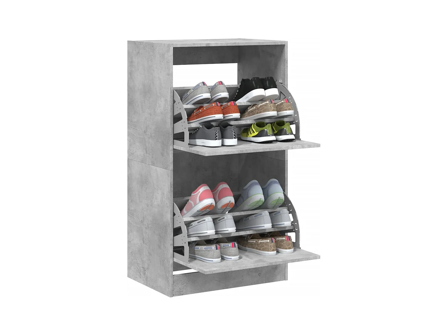 Zapatero plegable de dos cajones en color gris hormigón