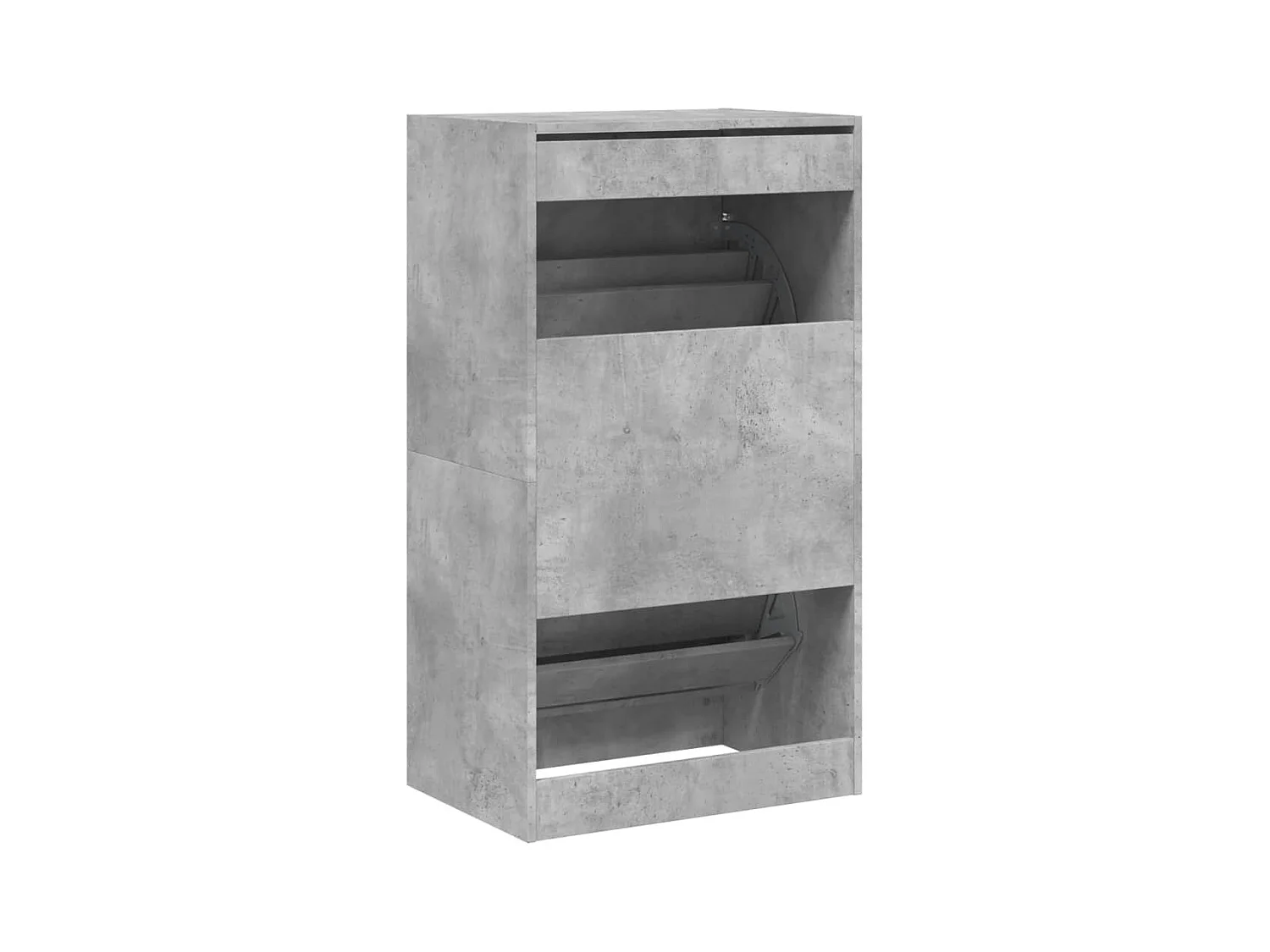 Zapatero plegable de dos cajones en color gris hormigón