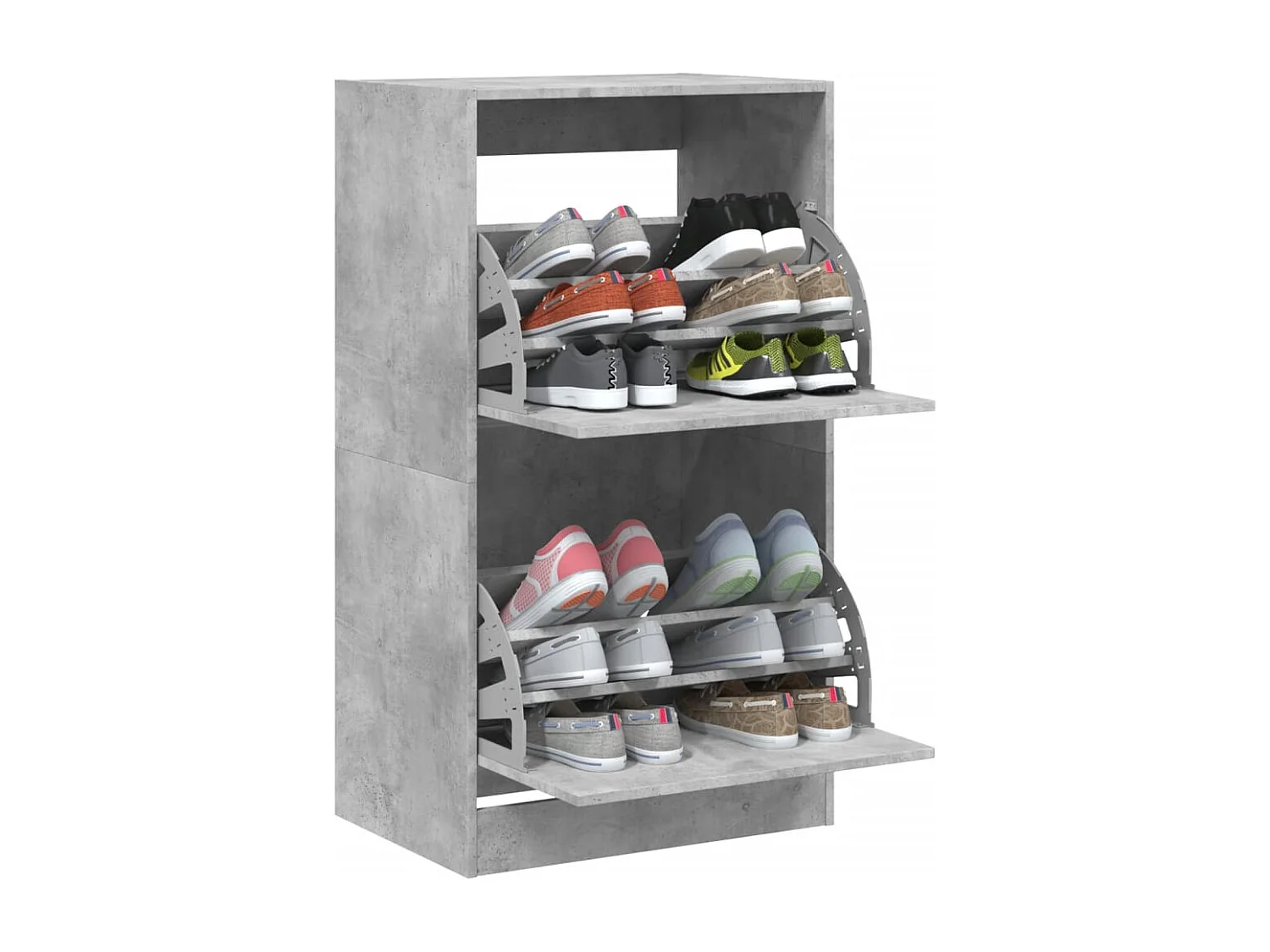 Zapatero plegable de dos cajones en color gris hormigón