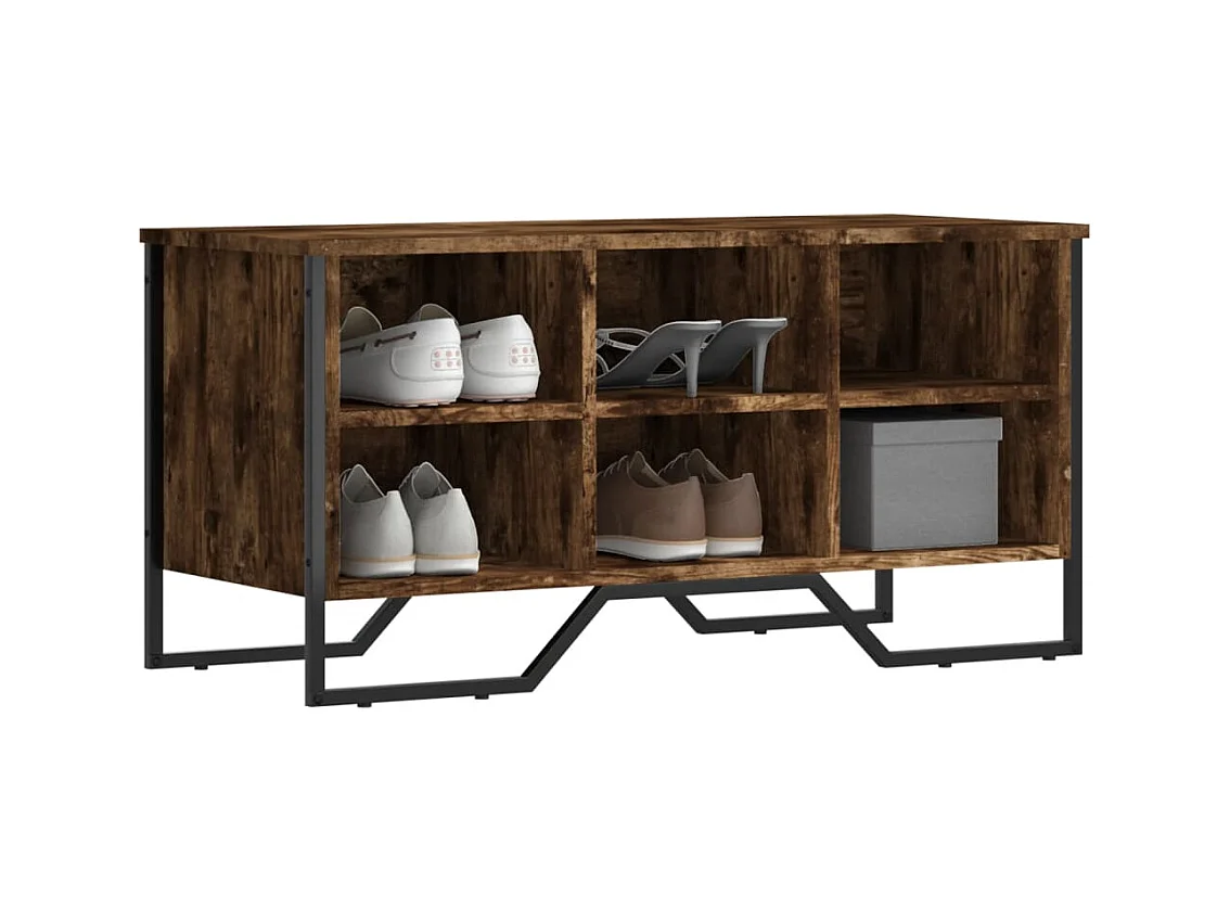 Armoire à chaussures chêne fumé 90x38x45,5 cm bois d'ingénierie