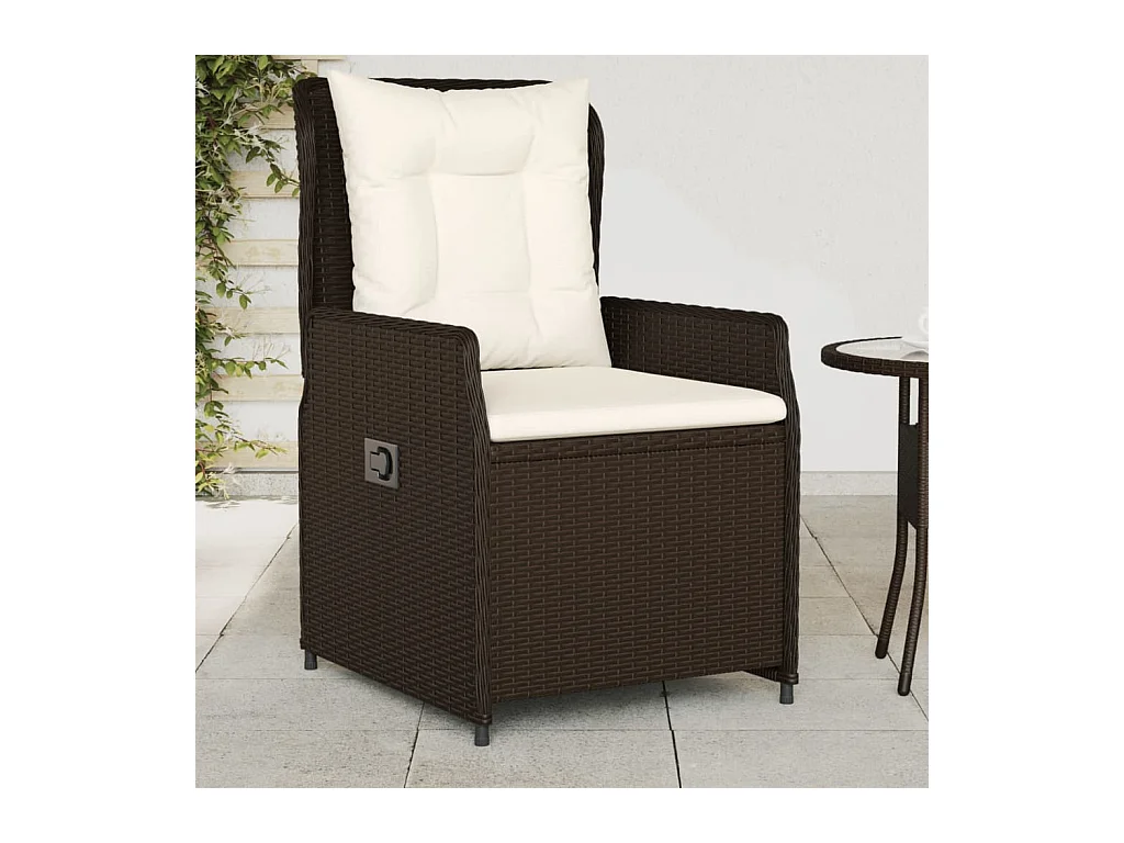 Set di 2 sedie da giardino reclinabili, marroni, in resina di vimini