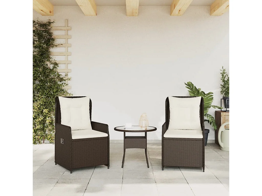 Chaises inclinables de jardin lot de 2 marron résine tressée