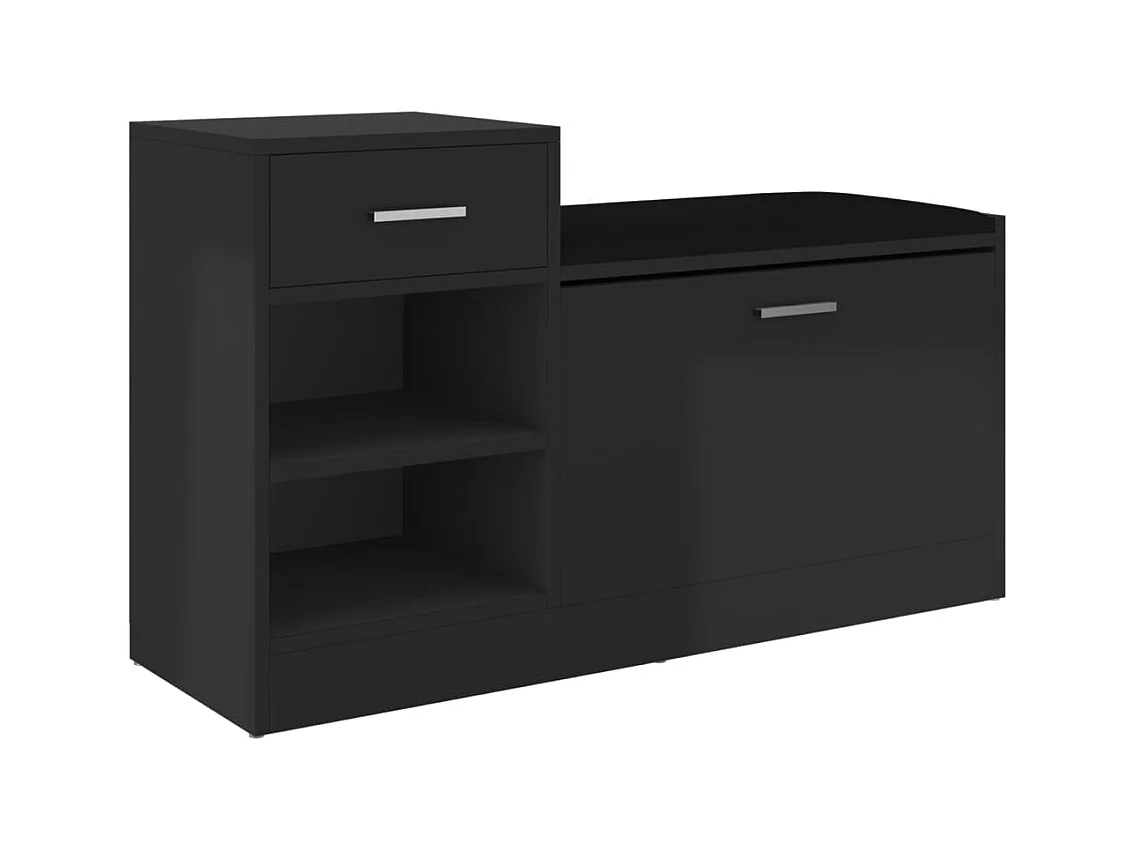 Banc à chaussures Noir brillant 94,5x31x57 cm Aggloméré