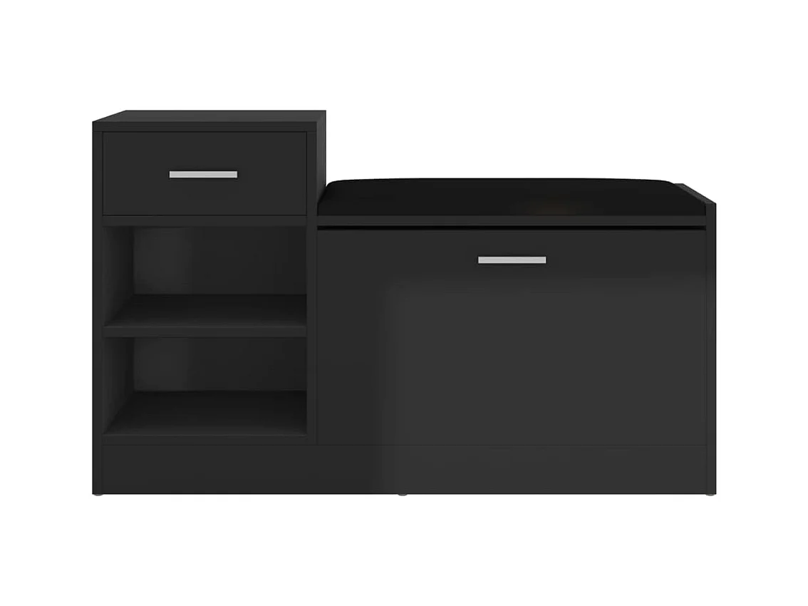 Banc à chaussures Noir brillant 94,5x31x57 cm Aggloméré