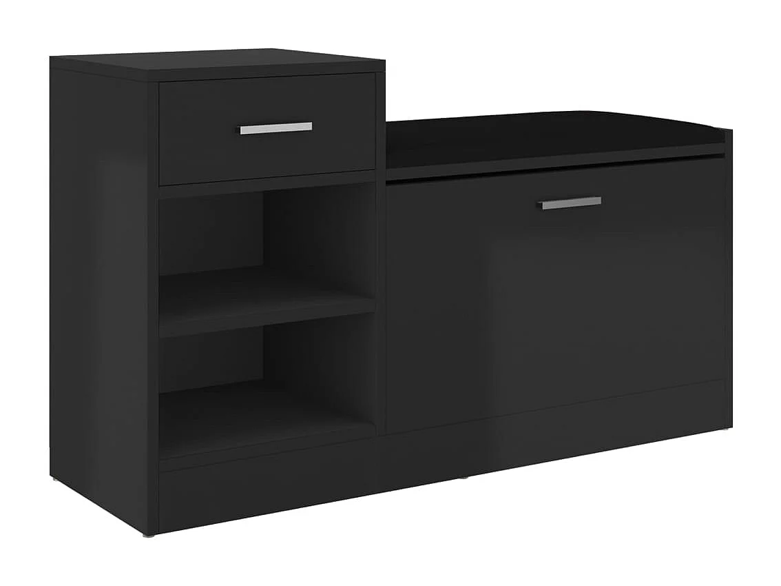 Banc à chaussures Noir brillant 94,5x31x57 cm Aggloméré