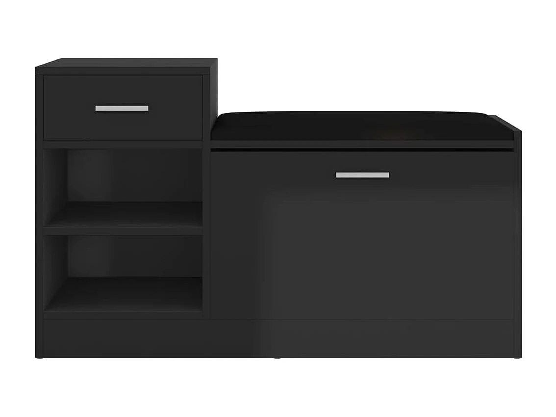 Banc à chaussures Noir brillant 94,5x31x57 cm Aggloméré