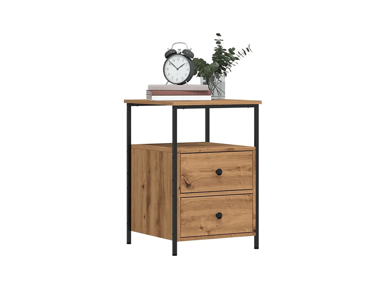 Table de chevet chêne artisanal 34x35,5x50 cm bois d'ingénierie