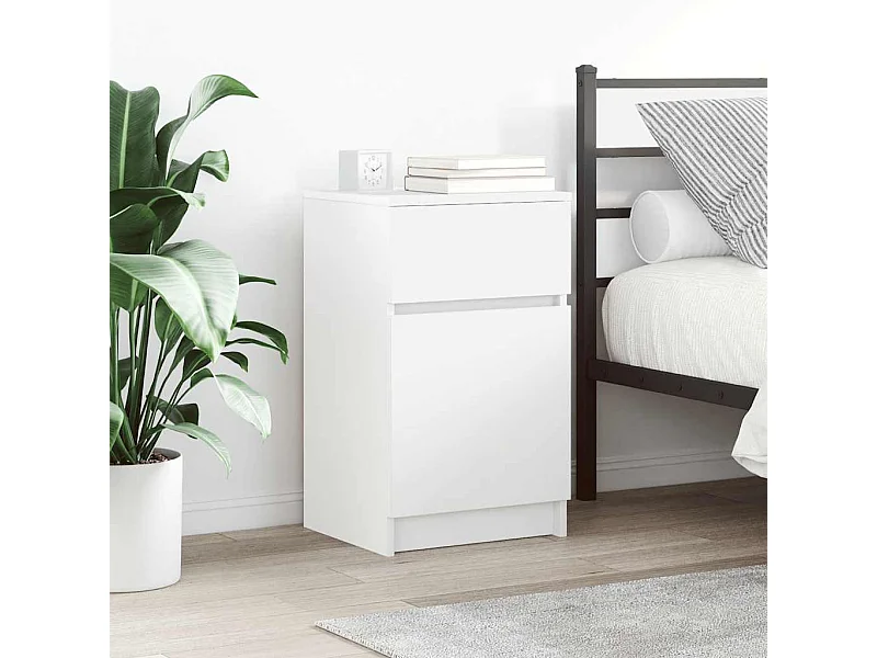 Comodini 2 pezzi bianchi 39x35x65 cm in legno ingegnerizzato