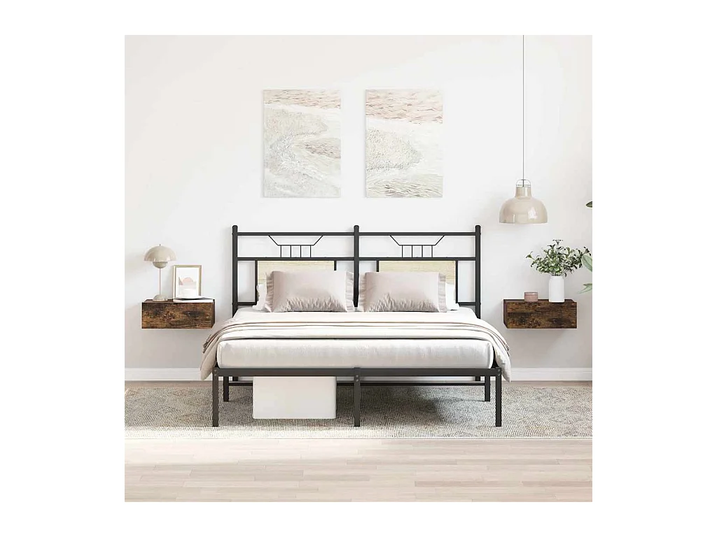 Zwevende nachtkastjes 2 stuks Gerookt eiken 40x30x15 cm