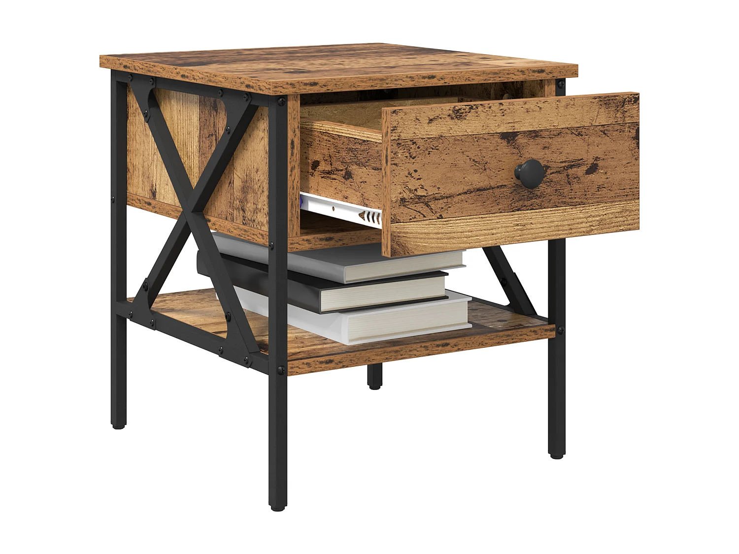 Table de chevet Bois vieilli 40x42x45 cm en bois d'ingénierie