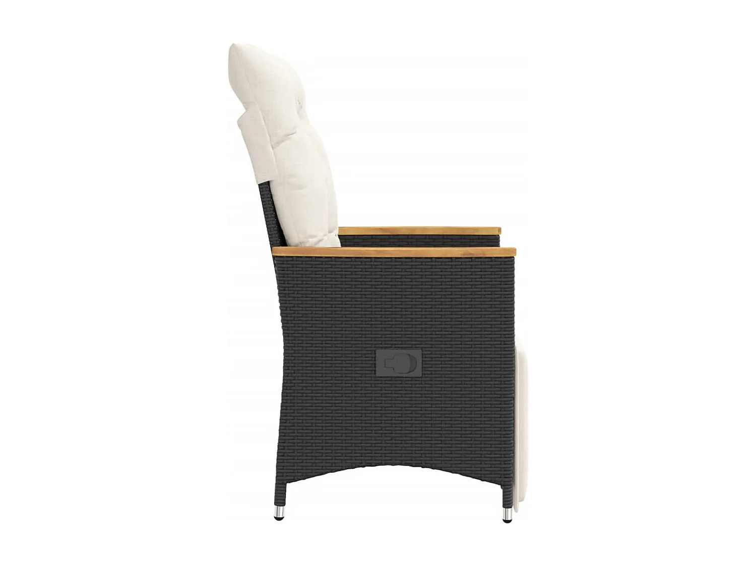 Chaise inclinable de jardin avec coussins noir résine tressée