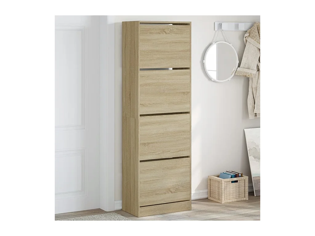 Armoire à chaussures 4 tiroirs rabattables chêne sonoma