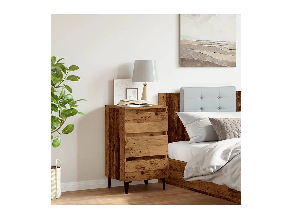 Nachtkastje met oude houten metalen poten 40x35x69 cm