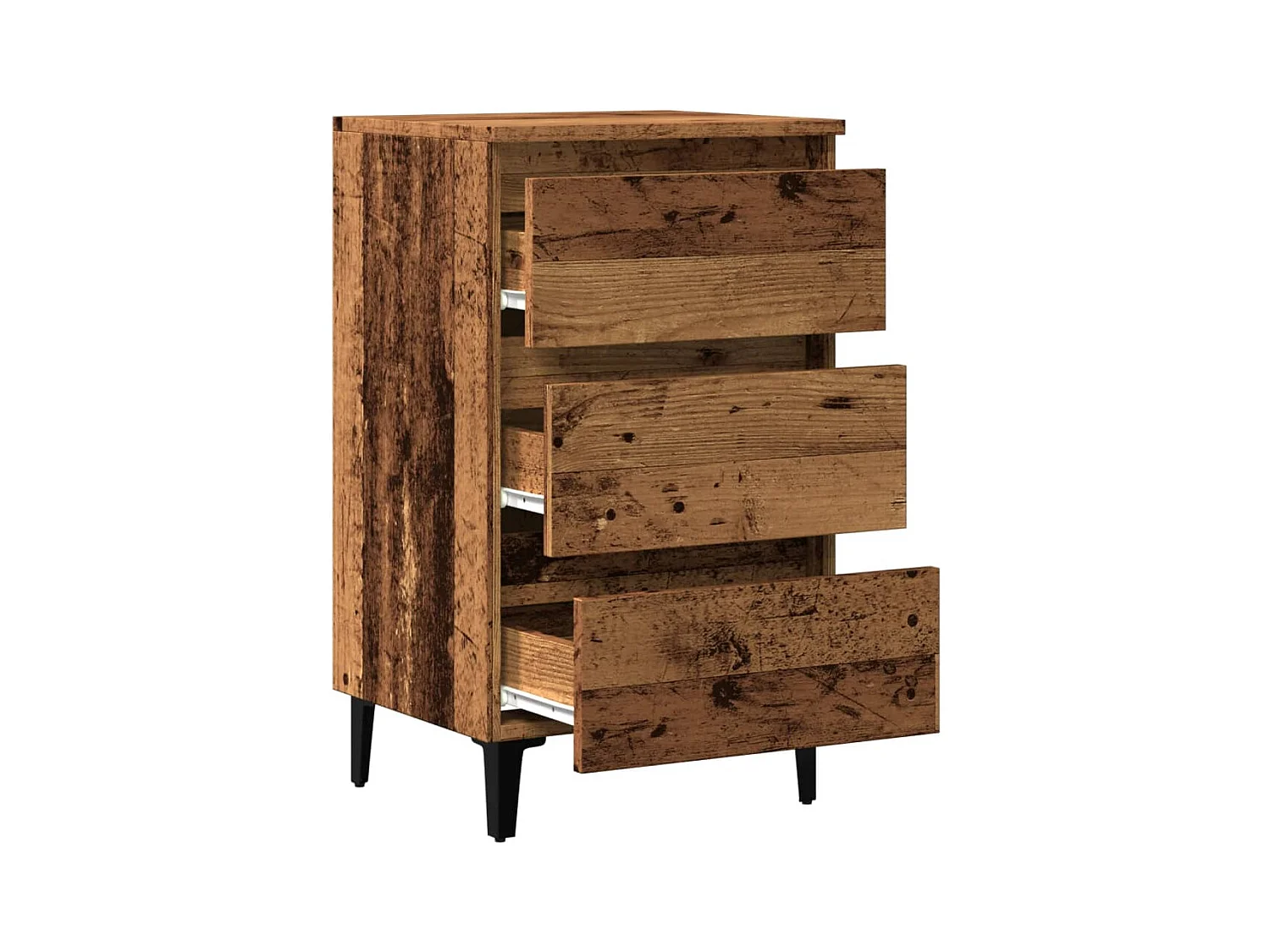 Nachtkastje met oude houten metalen poten 40x35x69 cm