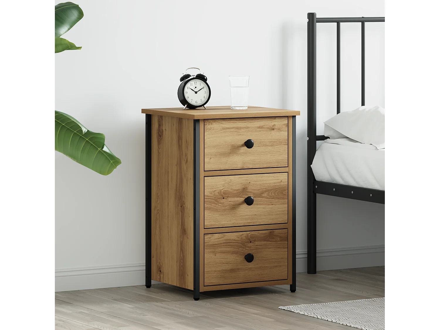 Table de chevet Chêne artisan Bois d'ingénierie Compact Durable