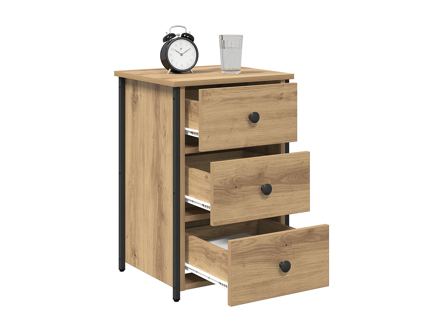 Table de chevet Chêne artisan Bois d'ingénierie Compact Durable