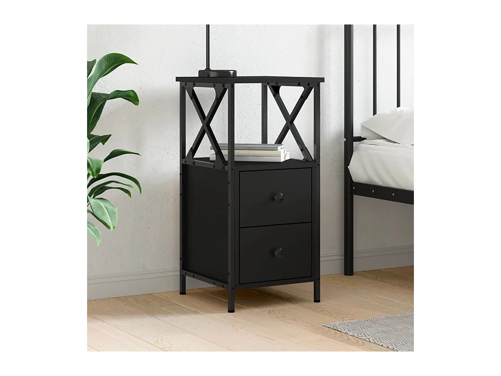 Comodino nero 34x35,5x70 cm in legno ingegnerizzato