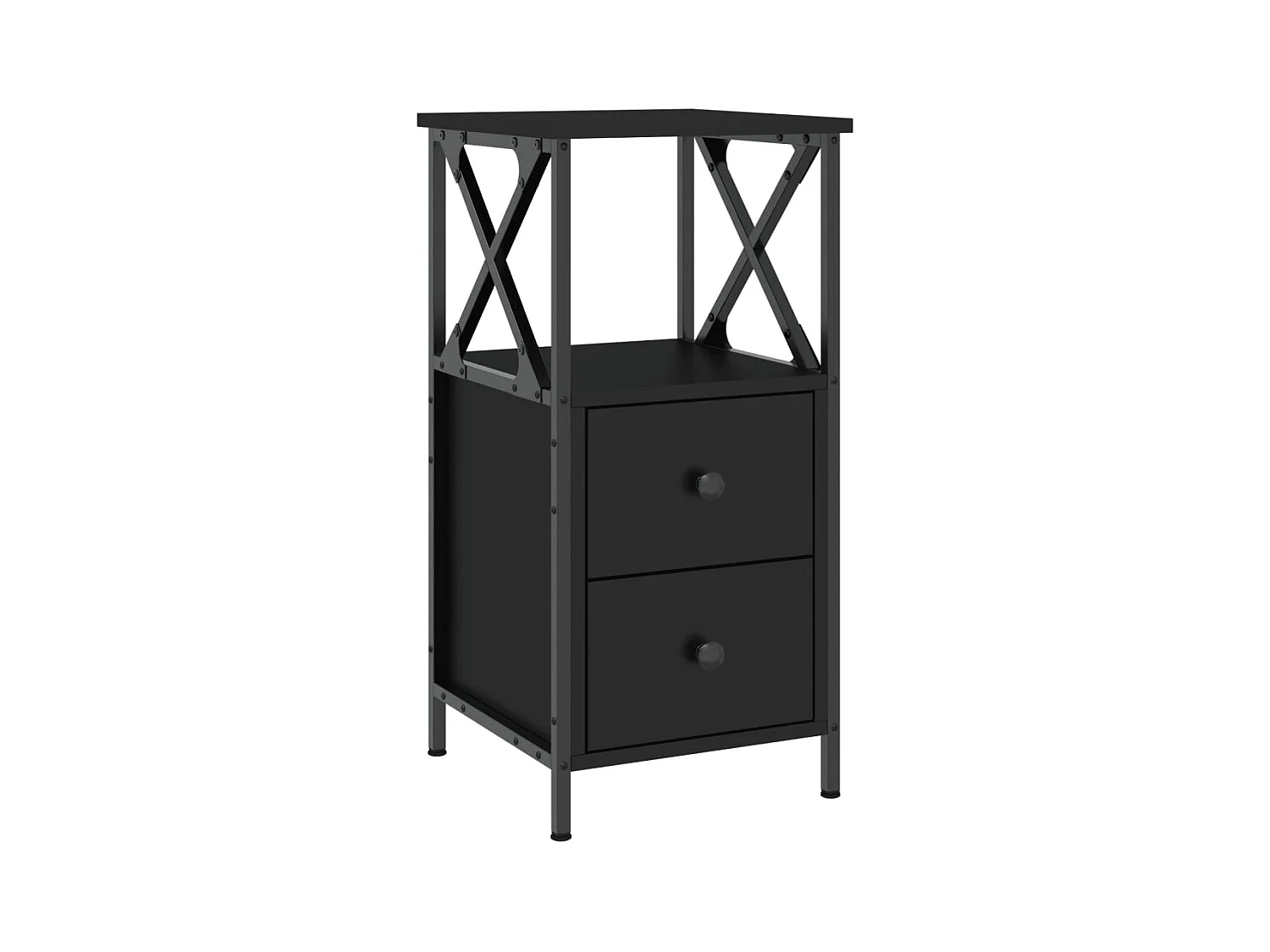 Comodino nero 34x35,5x70 cm in legno ingegnerizzato