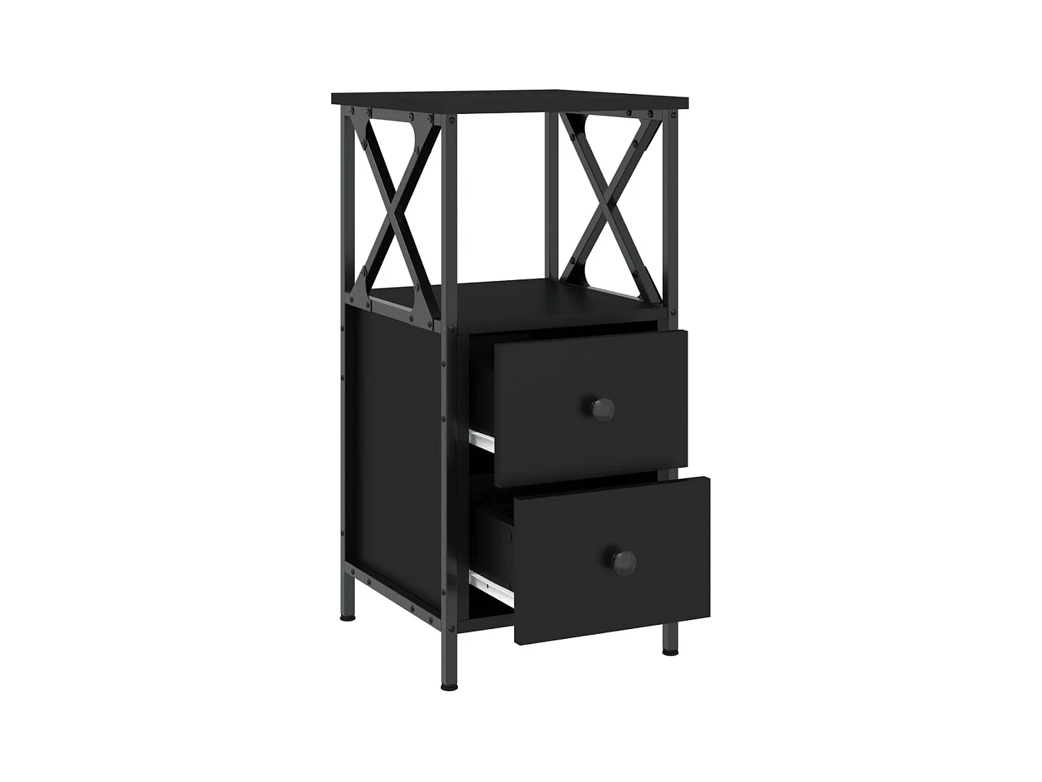 Comodino nero 34x35,5x70 cm in legno ingegnerizzato