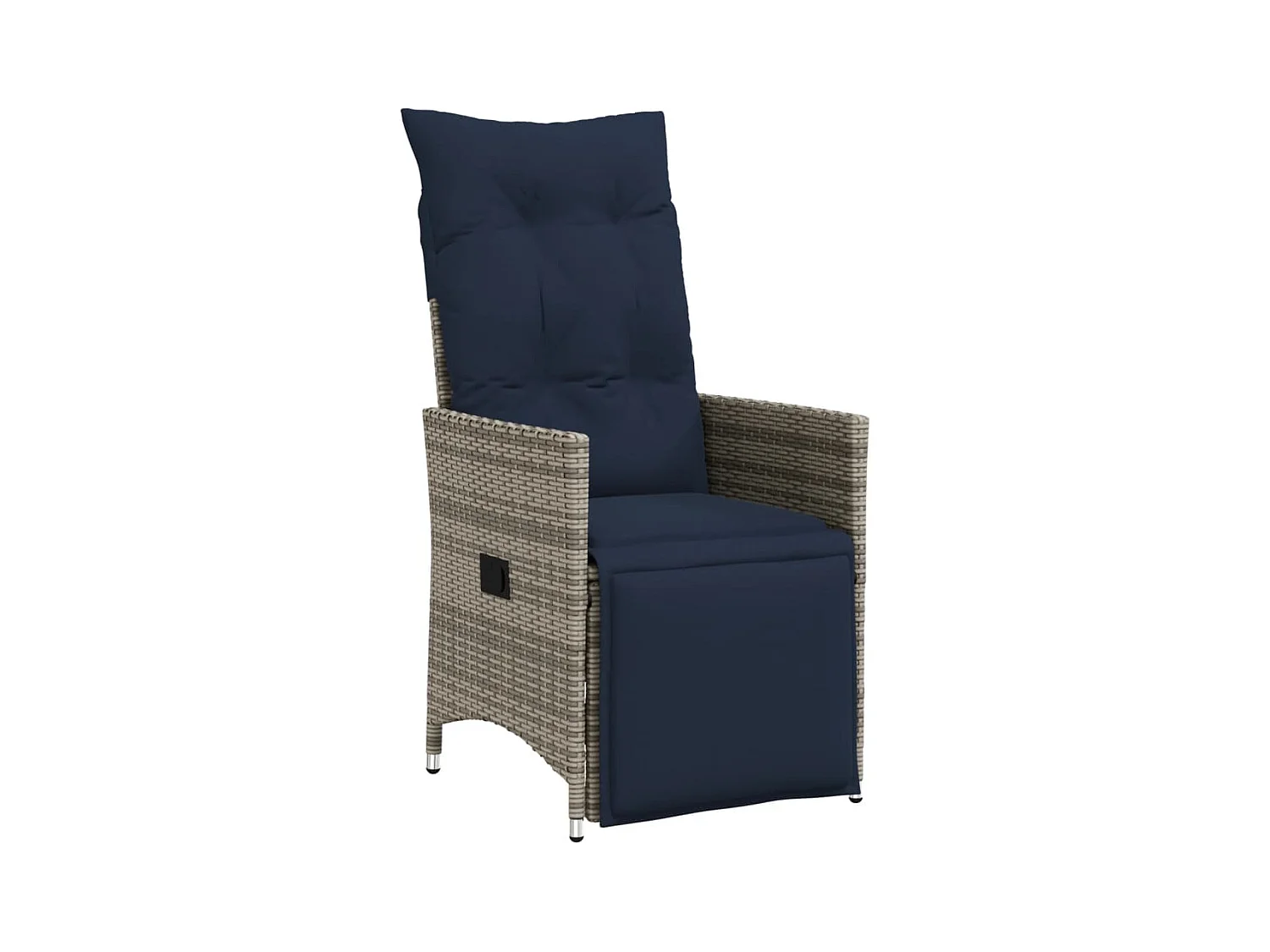 Silla de jardín reclinable con cojines de mimbre gris