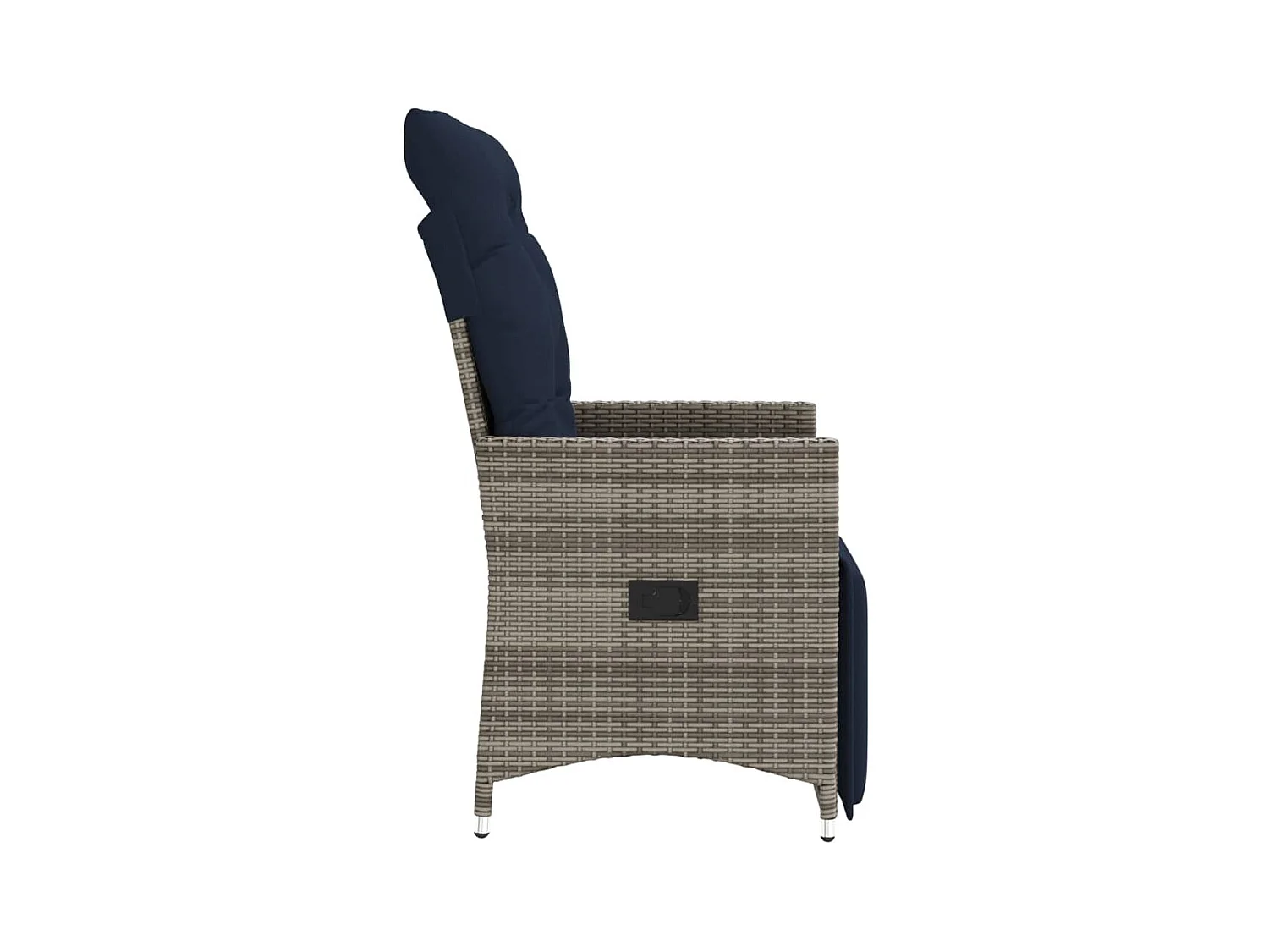 Silla de jardín reclinable con cojines de mimbre gris