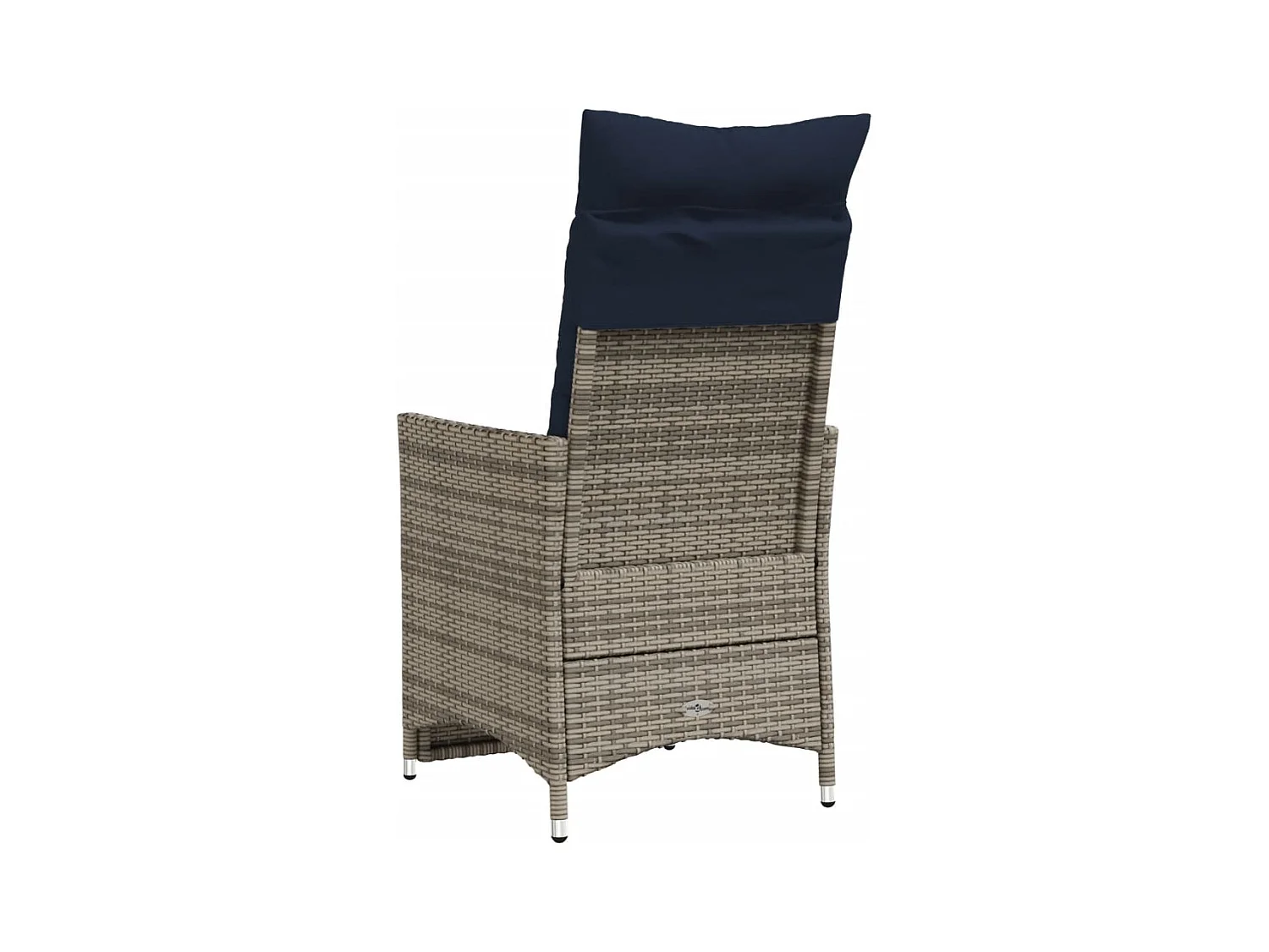 Silla de jardín reclinable con cojines de mimbre gris