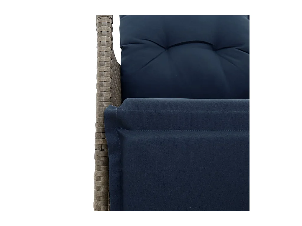 Silla de jardín reclinable con cojines de mimbre gris