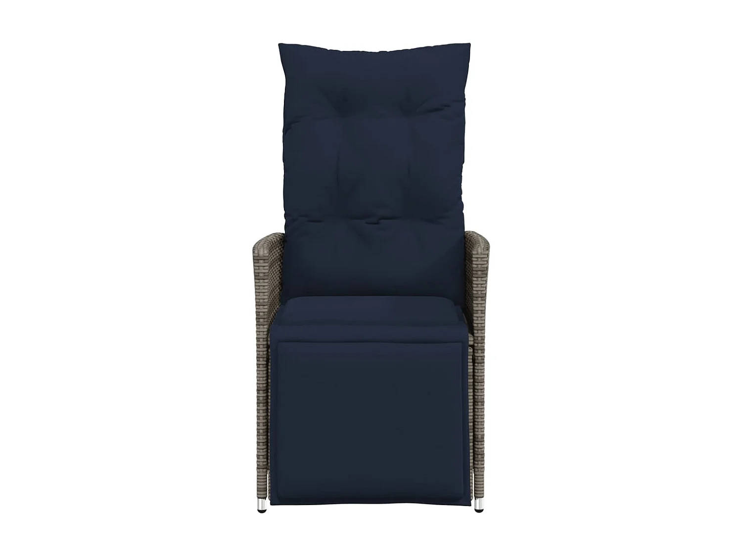 Chaise de jardin inclinable avec coussins en résine tressée grise